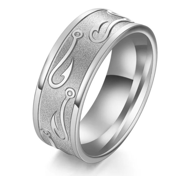 Jewelry - 💖 Hypoallergenic Titanium Stainless Steel Band Hook Ring Size 8 NEW